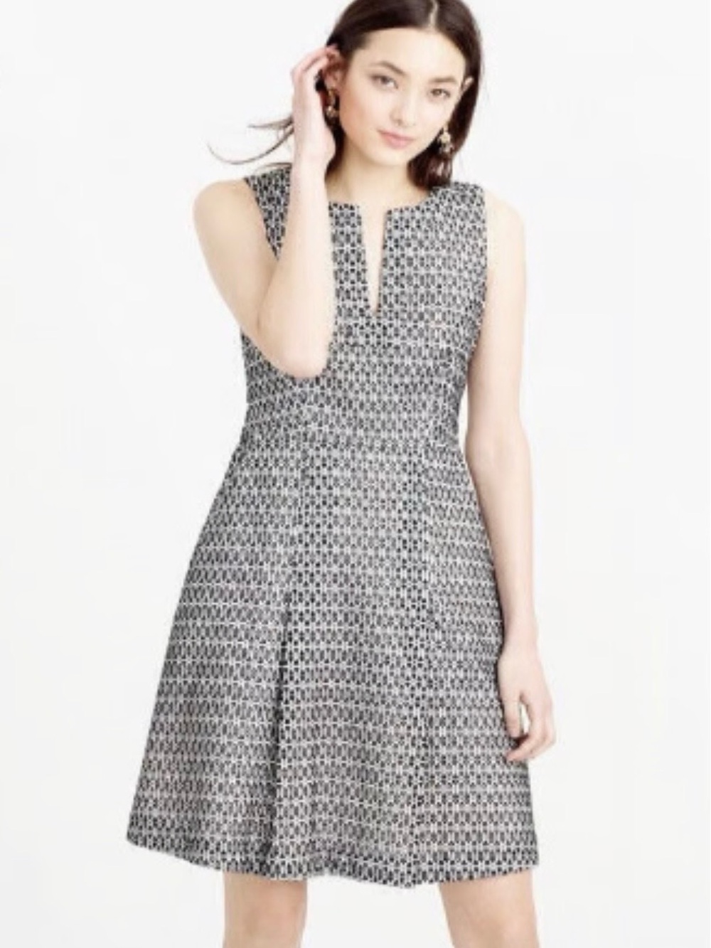J.Crew Contrast Eyelet Dress, fit and flare. Black/ white. Side pockets. Size 6.